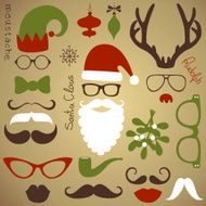 Retro Party set - Santa Sunglasses lips moustaches N2
