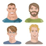 Vector avatars Set of four portraits Male characters
