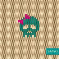 Knitted seamless pattern or background with skull N2