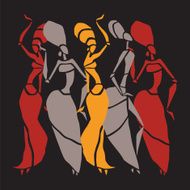 African dancers silhouette set N16