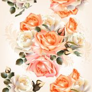 Floral seamless pattern with roses and flowers in watercolor st N3