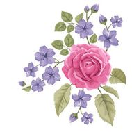 Rose with wild flowers Vector illustration