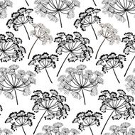 Monochrome seamless pattern of abstract flowers Hand-drawn floral background N13