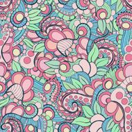 Vector seamless hand drawn natural decorative floral ornamental pattern N9