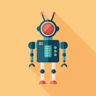 Colorful robot flat square icon with long shadows Set 16