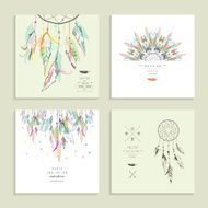 Dream catcher Set of four cards Vector illustration