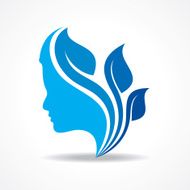 Beautiful woman silhouette with leaf stock vector