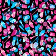 Seamless pattern of make-up and cosmetics