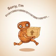 Delivery cyborg runs with container