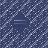 Text frame Traditional Japanese Embroidery Ornament with circles Sashiko pattern