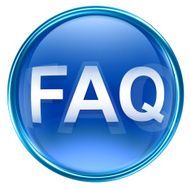 FAQ icon blue glass isolated on white background N2