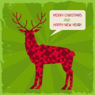 Merry Christmas background with deer in hipster style N2