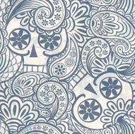 seamless pattern with skulls and paisley N2