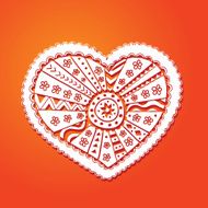 Valentine&#039;s white Lace heart on the red background