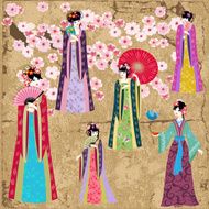 Oriental girl in retro costume N2