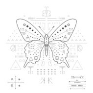 Butterfly Geometric composition on a white background