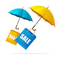 Vector spring sale labels with umbrellas