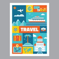Travel - mosaic poster with icons in flat design style