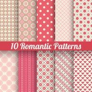 Romantic vector seamless patterns (tiling with swatch)