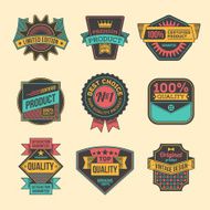 Assorted designs vector colorful vintage badges and labels set 4