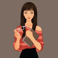 Beautiful girl with glasses and book