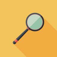Magnifier flat square icon with long shadows