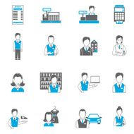 Set icons salesman flat