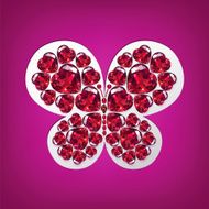 Bright butterfly of rubies heart-shaped