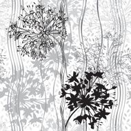 Monochrome seamless pattern of abstract flowers Hand-drawn floral background N14