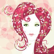 Beautiful girl with heart shaped lips and hair N3