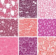 Nine Beauty Style and Fashion Seamless Patterns Set