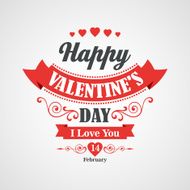 Happy Valentine&#039;s Day Lettering Card - Typographical Background With Ornaments N2