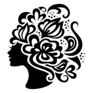 Beautiful woman silhouette with flowers N2
