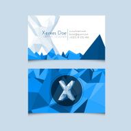 Low Poly Business Card Template with Alphabet Letter X