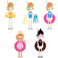 Set of girls on a beach N2