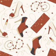 Vector Seamless Pattern of Shoes and Accessories