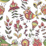 Seamless texture with flowers and birds N32