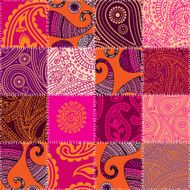 Imitation of quilting design in indian style with paisley orname