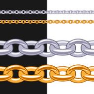 Set of anchor chains metal brushes - golden and silver