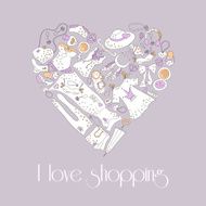 Heart from stylish hand drawn fashion items N3