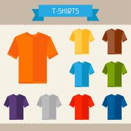 T-shirts colored templates for your design in flat style