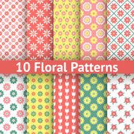 Different floral vector seamless patterns (tiling) N8