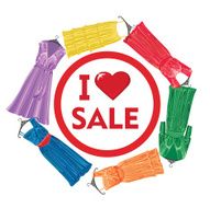 Colorful fashion coctail dress I love Sale template