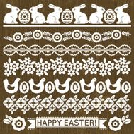 Set of Lace Paper with flowers and easter eggs N2