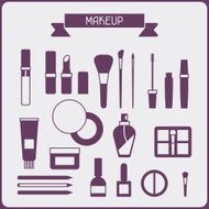 Set of cosmetics icons in flat style N2