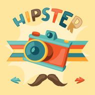 Design with photo camera in hipster style