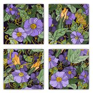 Unique pattern card set with art flowers and leaves N5