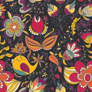 Seamless texture with flowers and birds N34