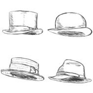 Vector Set of 4 Sketch Hats N2