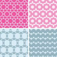 Four abstract chain motives seamless patterns set